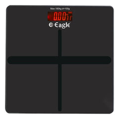 Eagle Weight Machine for Body Weight with 180 kg Capacity & 100 g Accuracy, Digital Bathroom Weighing Scale with 5mm Thick Tempered Glass, LCD Display, Anti-Skid & 2 Year Warranty, Black, EEP-1000A