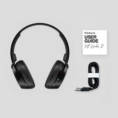 Skullcandy Riff 2 On-Ear Wireless Headphones, 34 Hr Battery, Microphone, Works with iPhone Android and Bluetooth Devices - Black