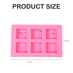MOMISY Silicone Square Mould, 6-Cavity Baking Tray for Brownies, Cakes, Jelly, Soap, and Desserts – Oven & Freezer Safe