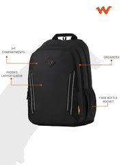 Wildcraft Dark Edition 45 L Premium Laptop Backpack for Men & Women | Fits 15.6 inch Laptop | Padded Shoulder Straps, Multi Compartments, Anti-Theft Zippers | Business Travel Bag | Dark Black