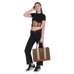 Womanix Canvas Laptop Tote Bag,14 inch Laptop Bag, Black Shoulder Bag, Casual Briefcase, Tote Bag For Women, Travel, Office, College