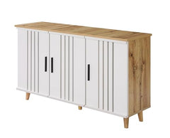 DeckUp Halo 3-Door Shoe Rack (Wotan Oak & White, Matte Finish)