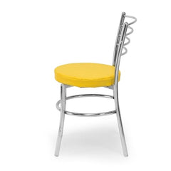 RATISON Office Visitor Study Chair Home Restaurant Steel Multipurpose with a Leather Cushion Steel Chrome Chair with Ring (Green, 6)