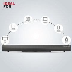 Honeywell Moxie V500 10W Portable USB Wired Soundbar, Speaker for PC,Desktop and Laptop with Volume Control and 3.5 mm AUX,2.0 Channel,52mmX2 Drivers,Plug &Play,2 Yrs Maufacuturer Warranty