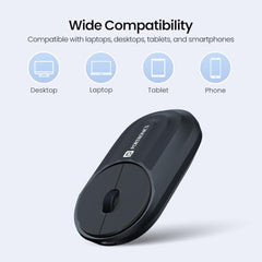 Portronics Toad 6 Bluetooth Wireless Mouse with 2.4 GHz USB Receiver, Multi-Device Pairing, Built in Battery, 1600 DPI Sensor(Black)