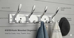 JAGGER JAG334 Wall Mounted Stainless Steel Wall Hooks for Hanging Cloth/Towel Hangers/Door Hangers/Hook Rail/Bthroom Hanger [ Combo Pack of 2 ] (Black, 6 PIN Hook)