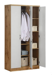 DeckUp Plank Cove 3-Door Engineered Wood Wardrobe with Mirror (Wotan Oak and White, Matte Finish)