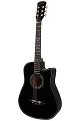 Juârez Acoustic Guitar Kit, JRZ38C/BK 38 Inch Cutaway, 038C with Bag, Strings, Pick and Strap, Black