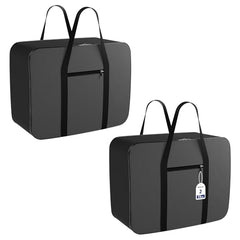 Kuber Industries Pack of 3 Storage Bag | Clothes Storage Bag | Rexine Underbed Storage Bag | Wardrobe Organizer for Blanket-Comforters | Foldable Attachi Bag | Black Patti | Large | Grey