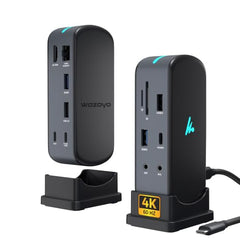 Type C 14 in 1 Wozoyo Docking Station, PD 100W, 2X4K@60Hz HDMI,4K DisplayPort, 2XType-C 10Gbps, USB 10Gbps, Gigabit Ethernet, AUX Port,Universally Compatible Thunderbolt 4,macOS,Windows,Android & iOS