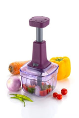 MAGIC SPOON Hand Push Chopper 1000ML, Vegetable & Onion Chopper with 4 Stainless Steel Blades, Manual Food Chopper for Garlic, Chilli, Dry Fruits, Nuts Cutter & Salad Preparation for Kitchen, Pista