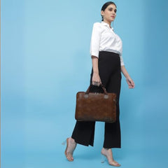 VISMIINTREND Laptop Leather Bag for Man | Coffee Brown
