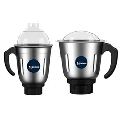 Stainless Steel Combo (Mini 180 Ml & 1200 Ml) Jar Set one for Mixer Grinder, Compatibility with all mixer grinders with 2 slots of jar fitting with 4 teeth coupler