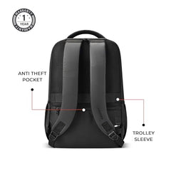 Gear Vintage 4 19"/29L anti theft faux leather Medium Water Resistant Laptop Backpack/Casual Backpack/Daypack/Travel Backpack/College Bag For Men/Women(Pitch Black-Black)