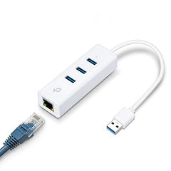 TP-link UE330 USB 3.0 3-Port Hub & Gigabit Ethernet Adapter 2 in 1 USB Adapter - Plug and Play
