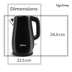Lifelong Electric Kettle 1.5 Litre | 1350W Kettle | 304 Stainless Steel Inner Body | Cool Touch Body | Auto Shut-Off |Overheat Protection | Wide Mouth for Easy Cleaning | 360 degree Cordless Operation