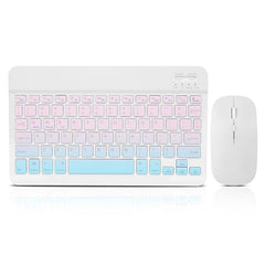 Bluetooth Keyboard and Mouse Combo Rechargeable Portable Wireless Keyboard Mouse Set for Apple iPad iPhone iOS 13 and Above Samsung Tablet Phone Smartphone Android Windows (Gradient White Purple)