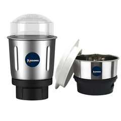 Stainless Steel Combo (Mini 180 Ml & 1200 Ml) Jar Set one for Mixer Grinder, Compatibility with all mixer grinders with 2 slots of jar fitting with 4 teeth coupler