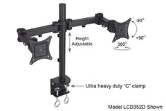 Rife Dual Monitor Mount Double Desk Stand Two Heavy Duty Full Motion Adjustable Arms Fit 2 Computer Screens 17 19 20 21 22 24 27 Inch VESA 75 100 (Dual Monitor Arm)