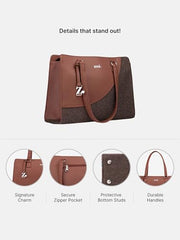 ZOUK Office Essential Bag | Jute | Vegan Leather Handcrafted Tote Bag With Double Handle Shoulder Strap | Bristel