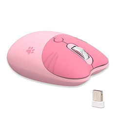 Lomiluskr Cute Cat Wireless Mouse, Lightweight Soundless Mice, 2.4G Wireless Mice, Candy Colors, Kawaii Mouse for Girls and Kids (Purple)