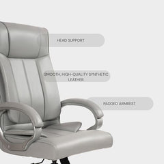 INNOWIN Profit High Back Orthopedic Boss Chair with 3 Year Limited Warranty | Leatherette Office Chair | Ergonomic Executive Chair with Spacious Cushioned Seat | Heavy Duty Metal Base | Grey