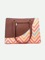 ZOUK Office Essential Bag | Jute | Vegan Leather Handcrafted Tote Bag With Double Handle Shoulder Strap | Bristel