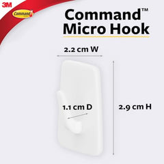 Command Plastic Micro Hooks, White, 3-Hook, 10-Pack