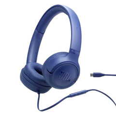 JBL Tune 530C Wired On-Ear Headphones with Microphone, JBL Pure Bass Sound, EQ Presets, USB-C Port, Foldable Design and Tangle-Free Cable, Blue