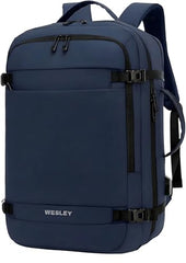 Wesley Luxur 45 Ltrs Overnighter Expandable Travel Laptop Backpack, Flight Cabin Approved Carry On with 16 inch Laptop Compartment, Anti Theft feature business/Travel/Weekender/college Charcoal Black