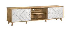 DeckUp Soneva Engineered Wood TV Unit (Wotan Oak & White, Matte Finish)