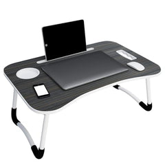 MollisHomes Laptop Table with Dock Stand Wood Smart Standard Multi-Purpose Solid/Study Table/Bed Table/Foldable and Portable/Ergonomic & Rounded Edges/Non-Slip Legs/Engineered (Blue)