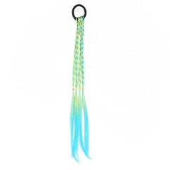 SYGA Girl Wig Headwear, Twist Braid Rope Ponytail Hair Extension, Gradient Lake Blue, 3 Strands, Kids Hair Styling Accessory