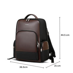 Aethon | Krossover 15.6-Inch Laptop Backpack | Water-Resistant with Multiple Pockets for Office, Travel | Shoulder Bag Made with Vegan Microfiber Leather (BLUE + BROWN)