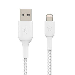 Belkin Apple Certified Lightning to USB A and Sync Tough Braided Cable for iPhone, iPad, Air Pods, 3.3 feet (1 meters) – White