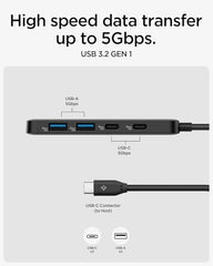 Spigen 4-in-1 USB-C Hub for MacBook Neo/Air/Pro and Laptops - Black