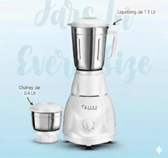 750 Watt Mixer Grinder for Daily Kitchen Use, 2 Stainless Steel Jars, Powerful Turbo Motor, 3 Speed Control, Compact ABS Body