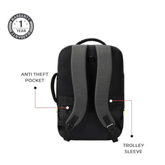 Gear Turbo 21"/45L Large Water Resistant Anti theft Laptop Backpack with Raincover | Backpack | Daypack |Briefcase | Travel Bag For Men/Women (Black - Grey)