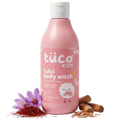 Tuco Kids Body Wash for Kids, With Saffron & Tulsi, Natural Baby Wash-300ml | Gently Cleanses, Soothes & Nourishes Skin, With Sandalwood Oil, SLS, Sulphate & Paraben Free, Gentle Baby Body Wash For Bath