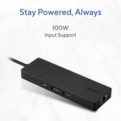 ASUS DC210 8-in-1 USB-C Dock, with 4K@60Hz HDMI 2.1, 100W PD, Gigabit Ethernet, USB-A & USB-C Ports, SD/MicroSD Reader, Braided Cable, – for All Type C Devices- MacBook,Laptop, Black, 2 Year Warranty