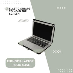 ENTHOPIA 13 to 14 Inches Folio Laptop Case Cover Vegan Leather Compatible for MacBook, Lenovo, Hp, Dell &Other Notebooks - Plain Cork