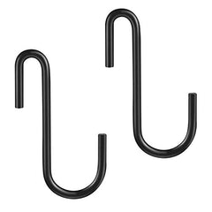 YourGift Steel 10 Pack Heavy Duty S Hooks Black S Shaped Hooks Hanging Hangers Hooks For Kitchen, Bathroom, Bedroom And Office: Pan, Pot, Coat, Bag, Plants(10 Pack/S Hook/Black/2.4 Inch)