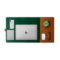 DailyObjects Large Premium Vegan Leather Desk Mat|Anti-Skid|Anti-Slip|85*45cm|Reversible Desk spread Turf Desk/Laptop Mat for Work from Home/Office/Gaming- Extended mouse pad and keyboard desk pad-Tan