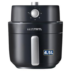 Mr. TRU Manual Air Fryer for Home | Actual 4.5 Liter | 1400 Watt | 1 Year Warranty | Uses 90% less Oil | Time & Temp Control Knobs | Glossy Black