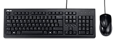 ASUS U2000 Wired Keyboard and Optical Mouse Combo, Long 150 cm Felxible Cable, 1000 dpi Optical Mouse Sensor, Compact Design (Black)