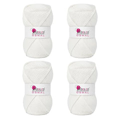 Woolco Oswal Brilon Acrylic Hand Knitting Yarn Balls Pack of 4 (50g Each) -Soft Wool Yarn for Knitting, Craft, DIY Projects, Sweaters, Scarves, Multicolor Wool Thread for Home Use (Off White)