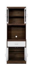 DeckUp Zeus Kitchen Cabinet (Walnut & White, Matte Finish)