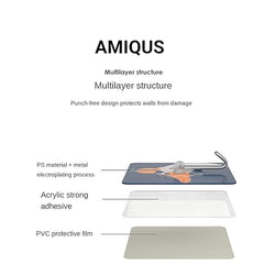 AMIQUS 10 Pcs Hevy Duty Self Adhesive Hook for Hanging Kitchen Item and Other Stainless Steel, Gold Waterproof, Strong Towels, Keys, Utensils,Robes Double-Sided Transparent (Double Claw V Shape)