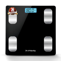 Longway Weight Machine for Home | Digital Bathroom Scale for Human Body Weight Measurement | Extra Thick Tempered Glass with LCD Display | 3 Years Warranty (Blue | Max Weight 180Kgs | Sapphire)