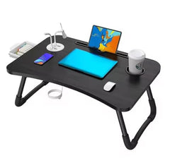 AIA Enterprise USB Laptop Table for Bed,Foldable Study Desk, with Drawer, LED Light, Fan, Tpye C Cable, Work from Home Stand, Online Classes